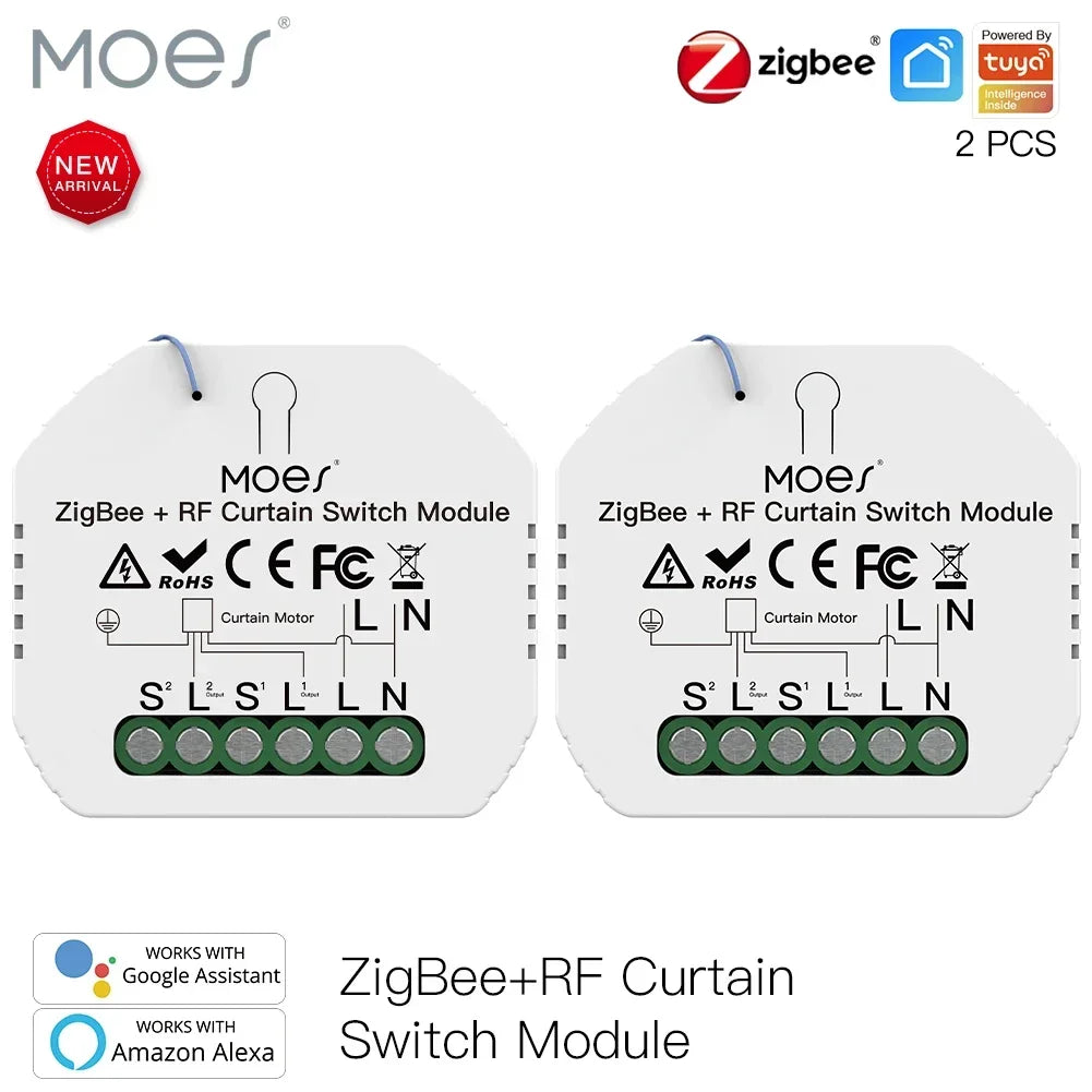 MOES ZigBee 3.0 Smart Curtain Switch Module Motorized Roller Shutter Blinds Motor Tuya Smart Life Alexa Echo Google Home
