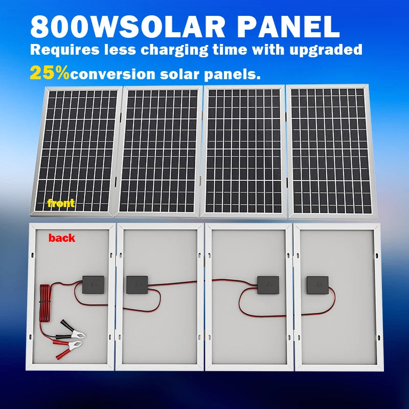 800W solárny panel Skladací rám Odolný, Prenosný solárny panel Dizajn pre kempovanie, vozidlo RV a núdzový prúd