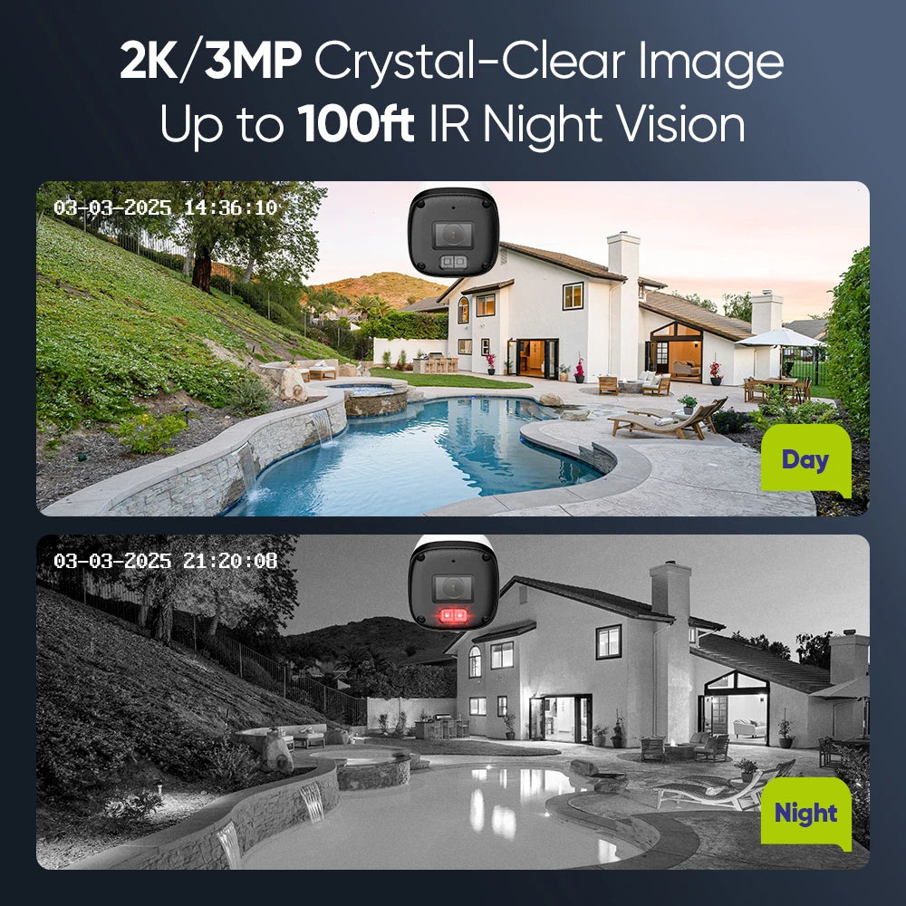SANNCE 8CH NVR 3MP 4-Camera PoE Security System