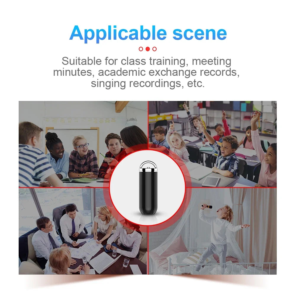 Mini diktafon aktiviran glasom 32GB s dugotrajnom baterijom i veličinom privjeska za ključeve