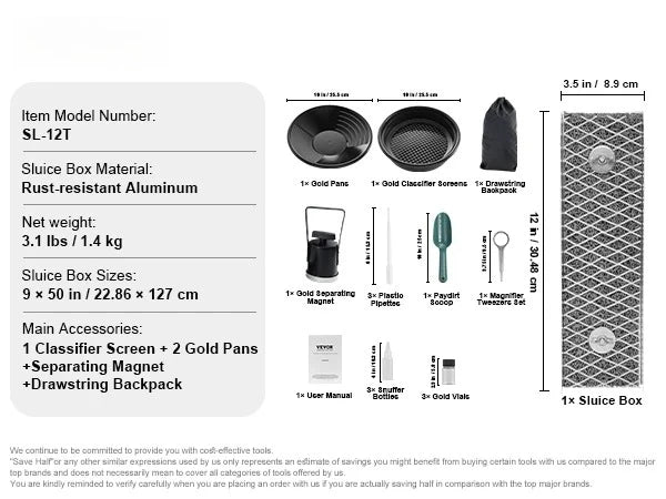 Gold Panning Kit with Mini Sluice Box 16–23PCS Prospecting Set