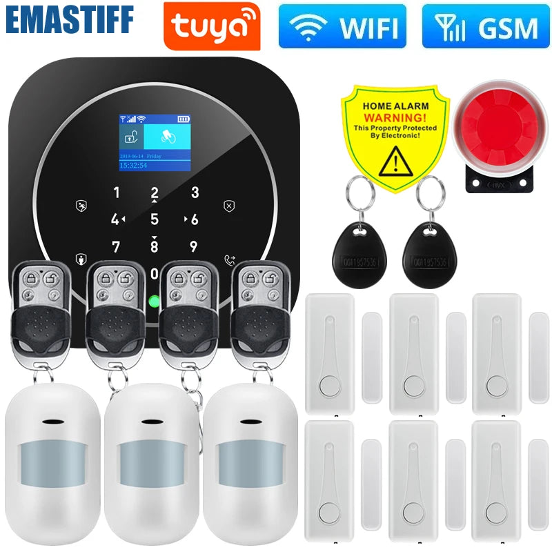 NEW Tuya WIFI W9B Alarm System for Home Burglar Security 433MHz WiFi GSM Alarm Wireless Tuya Smart House App Control