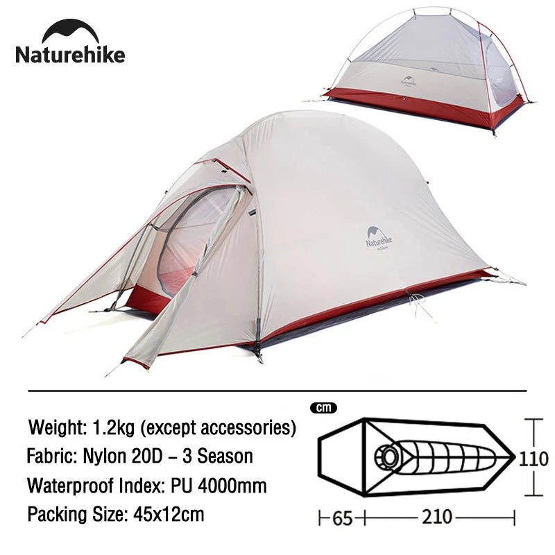 Naturehike Camping Tent Ultralight Portable Cloud Up 1 Person Shelter Tent Folding Backpack Waterproof Tent Travel Beach Tent