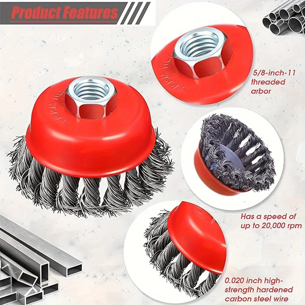 Three-Inch Knotted Steel Wire Brush Accessory