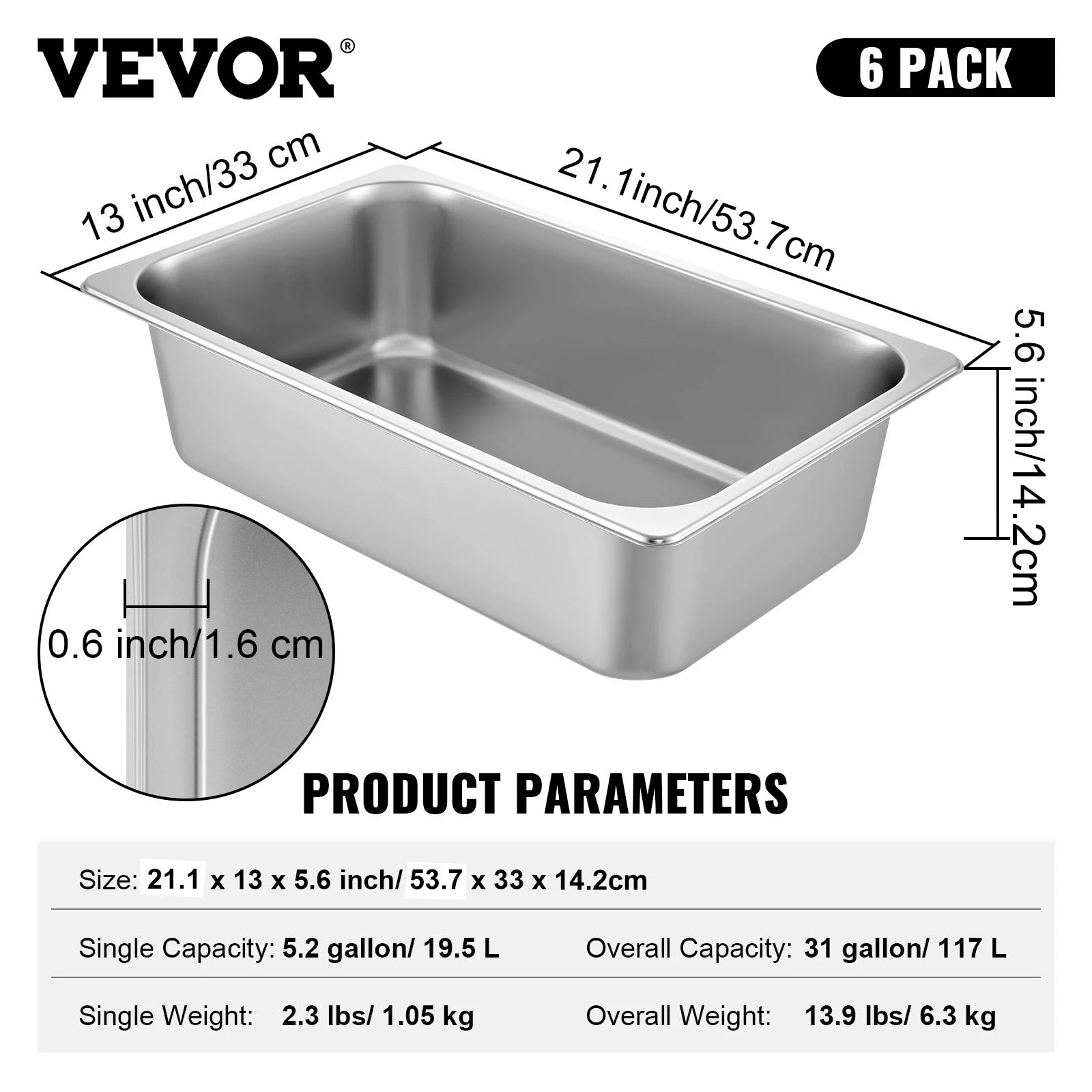 Stainless Steel Steam Table Pans Set with Lids for Catering & Food Service