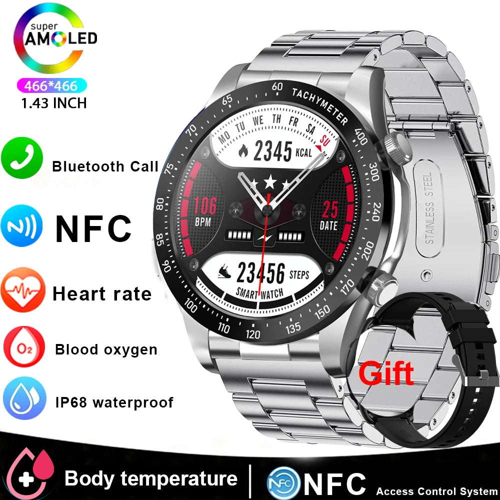 Men’s Smartwatch with AMOLED Display, Bluetooth Call & Fitness Tracking