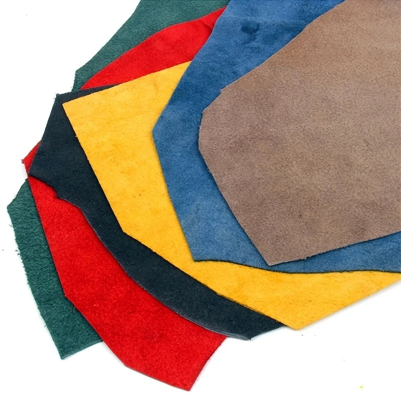 5 Pieces of Mixed-Color Cow Leather Scraps for DIY Leather Crafts, Different Colored Leather Materials
