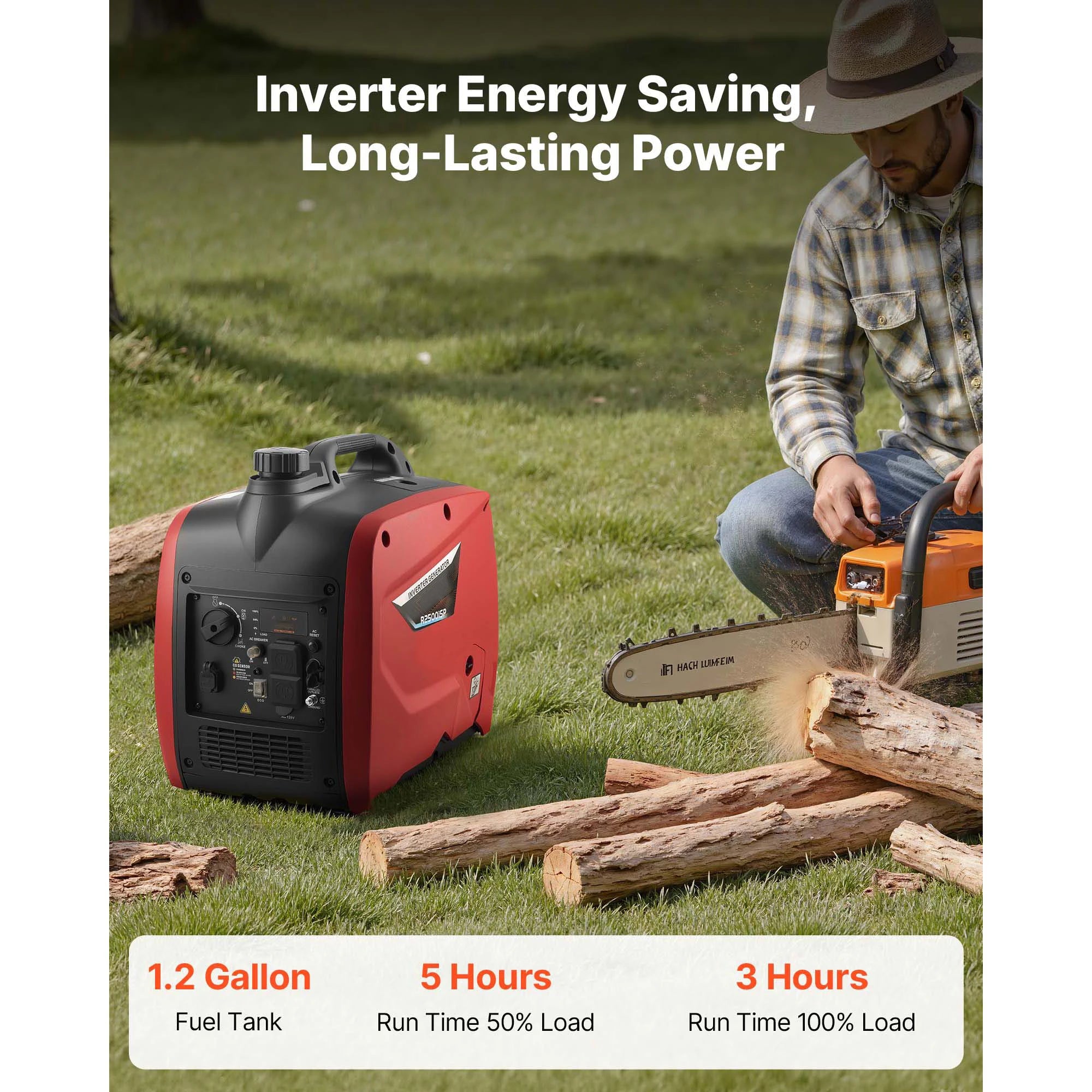 Generator invertor portabil silențios pe gaz, putere maximă 3000W