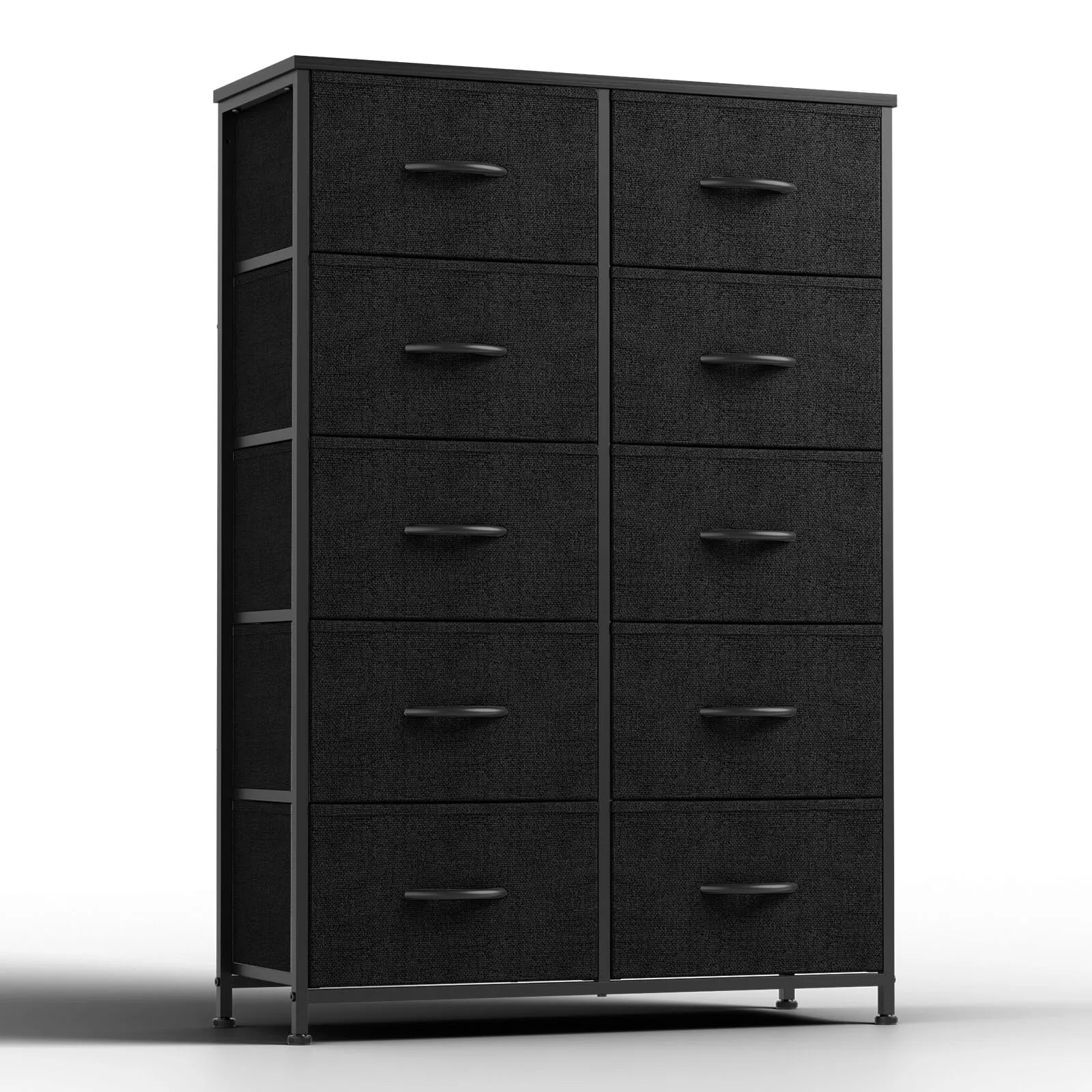 10 Drawer Fabric Dresser Nightstand with Steel Frame Storage