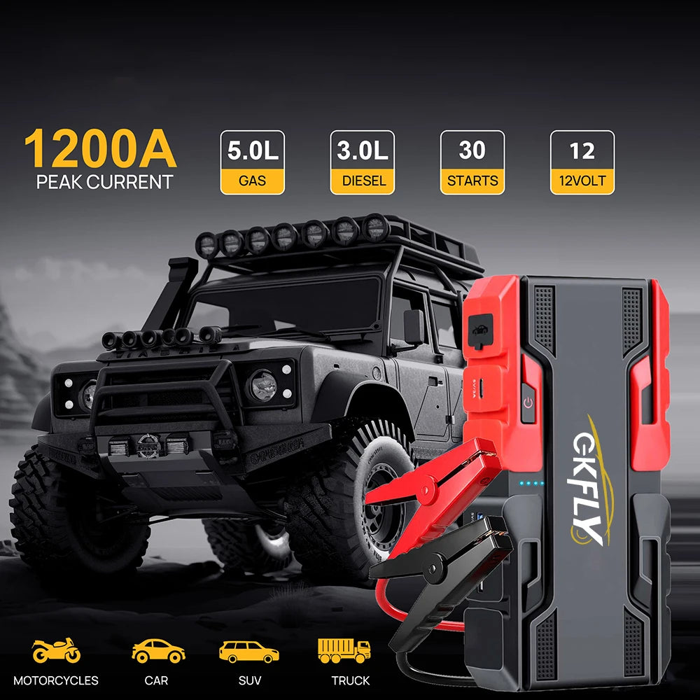 GKFLY Portable Car Battery Jump Starter 8000mAh