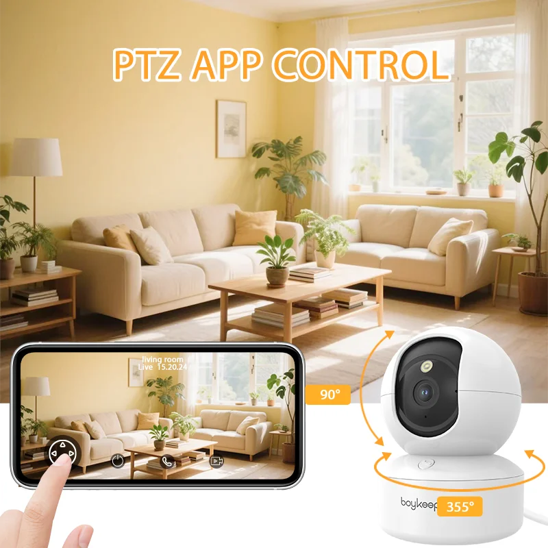 2K Indoor Security Camera with 360° Pan & Tilt and Two-Way Audio
