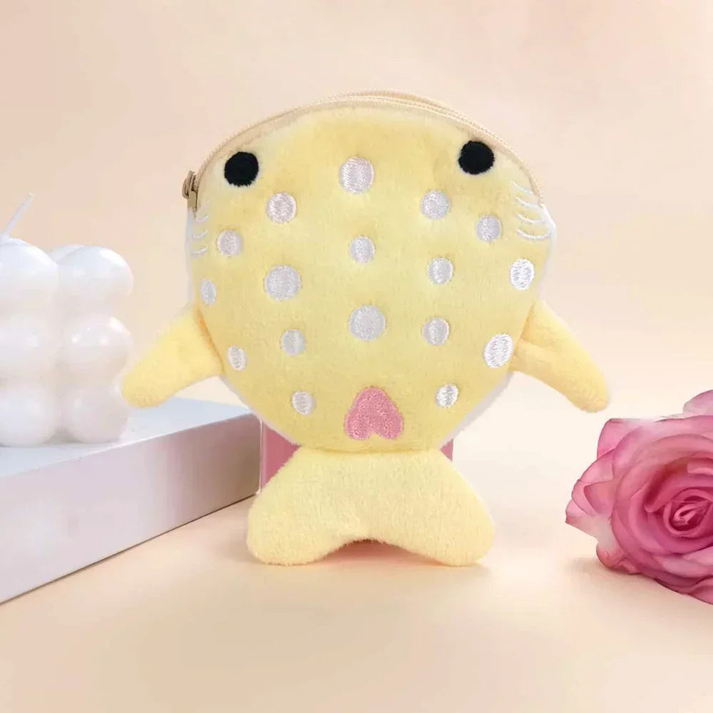 Fashion Cute Blue Shark Mini Whales Coin Purse Plush Zipper Coin Wallet Designer Women's Small Change Bag Key Earphone Pouch