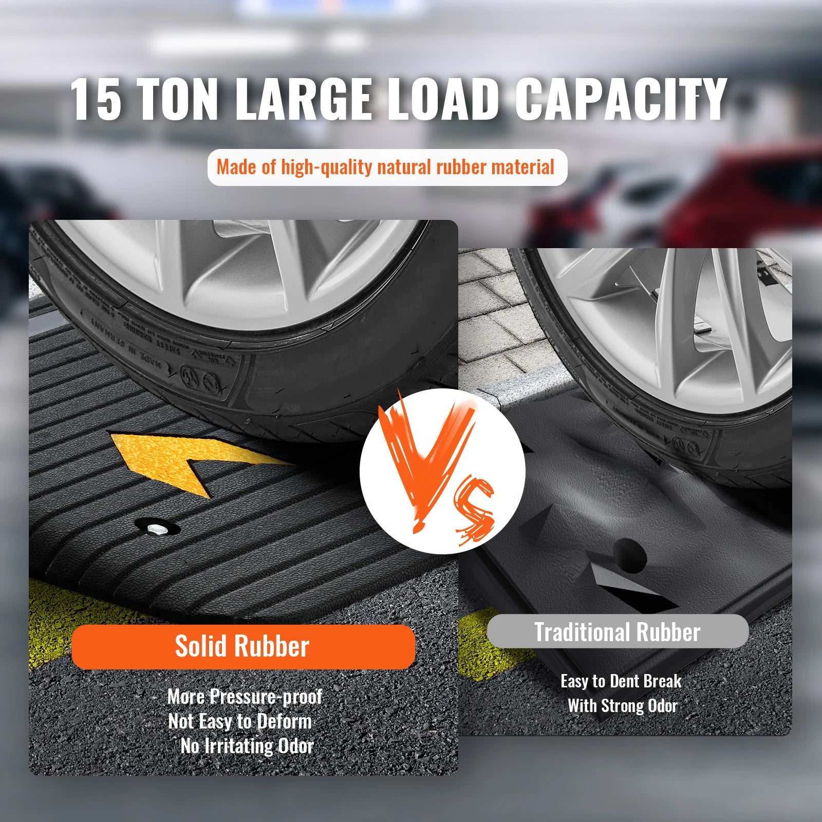 Rubber Driveway Curb Ramp 4" Rise Non-Slip Threshold for Wheels