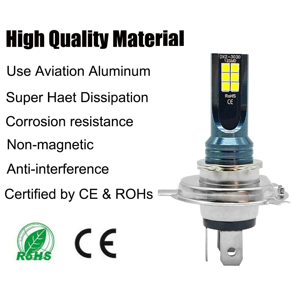 2Pcs Super Bright H4 H7 Led Bulb Car Headlight Motorcycle H1 H3 H8 H9 H11 Auto Fog Lamps 9005 9006 HB3 HB4 Light 12v 24V 80W