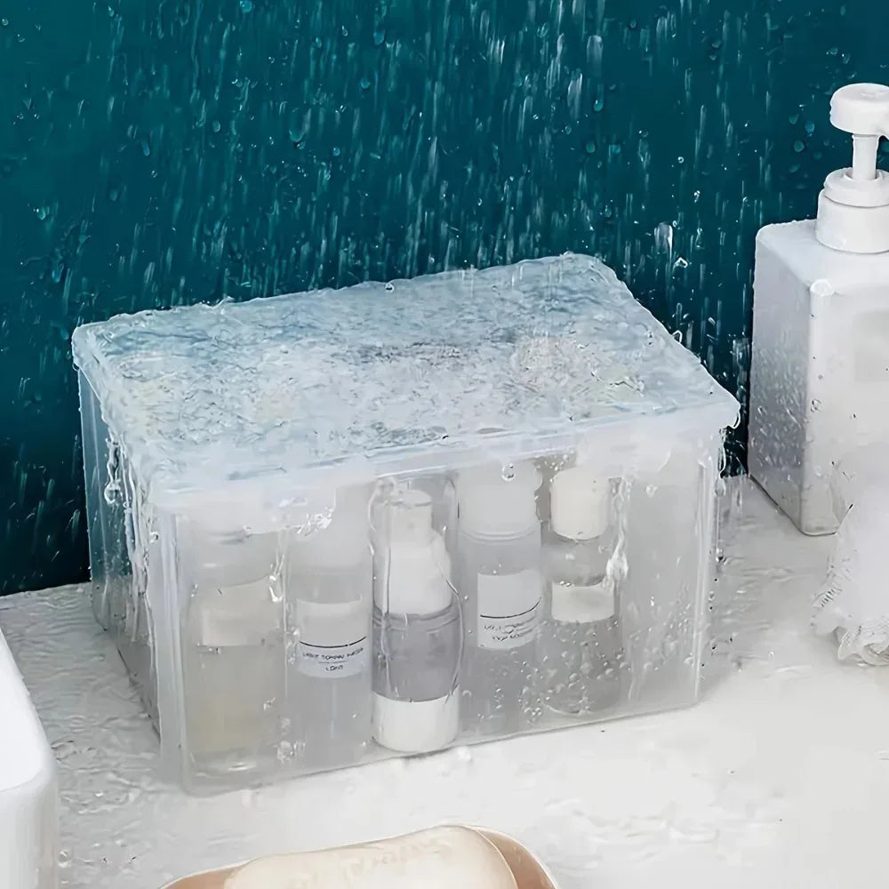 Grande boîte de rangement en plastique transparente et empilable