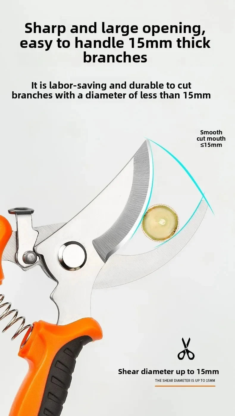 190mm Straight Head Pruning Shears Non-slip HandleStainless Steel Outils Manuels Household Bonsai Garden Scissors Pruing Shear