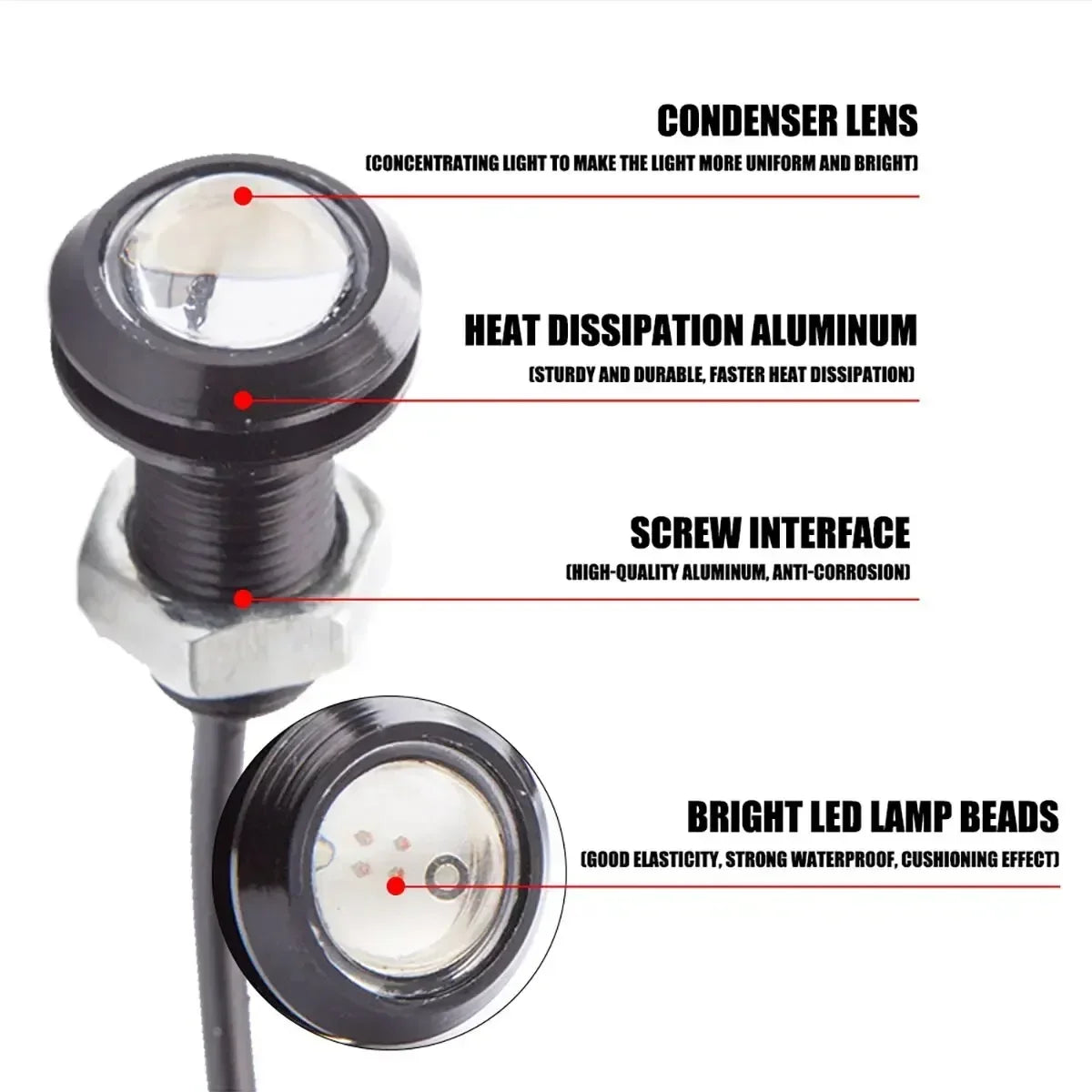 4/10/20PCS 18MM Motorcycle LED Eagle Eye Driving Lights Super Bright DRL Daytime Running Lights Reversing Stop Signal Light