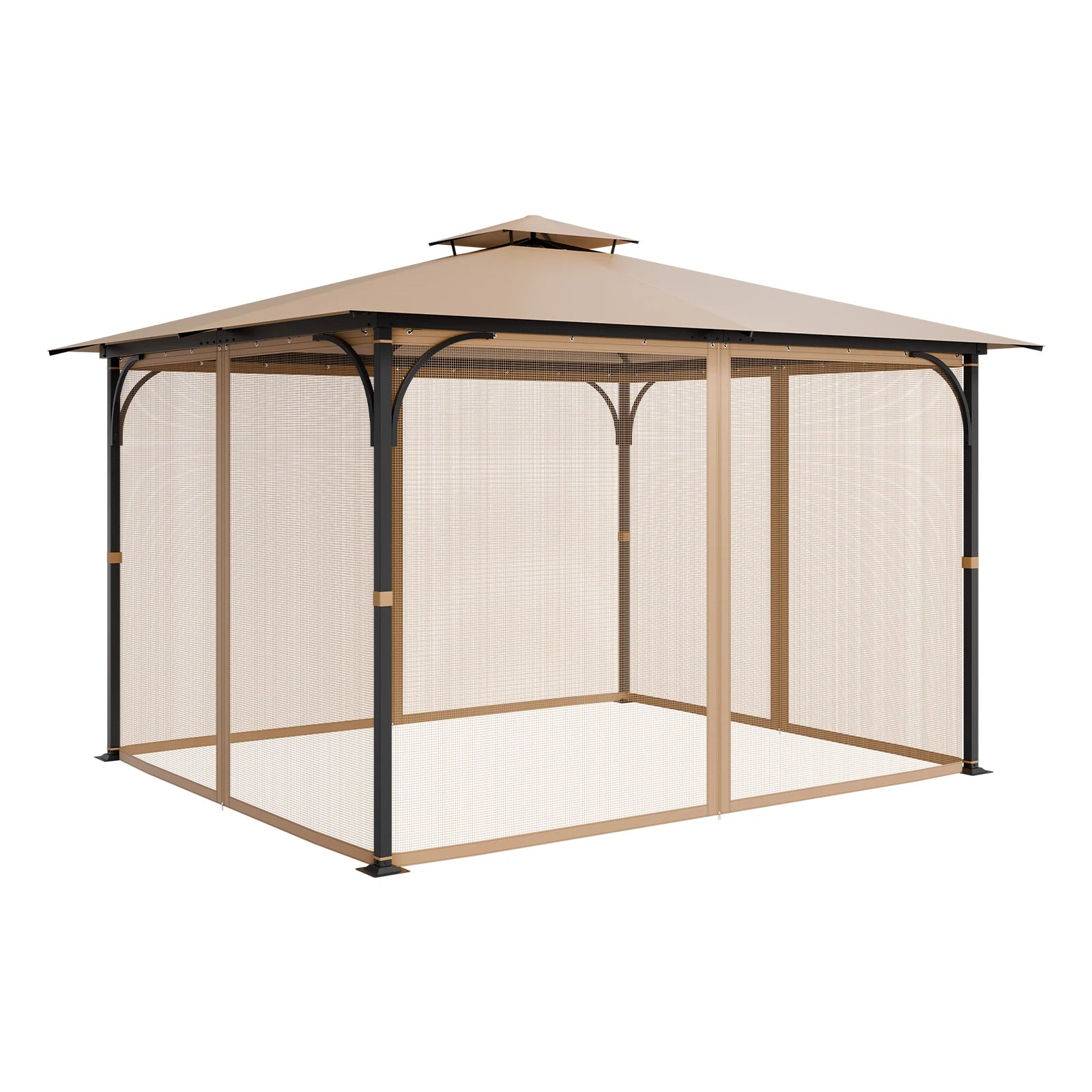 SucceBuy Filet de remplacement pour gazebo Adapté à la plupart des gazebos 10 x 12 x 7 ft Rideau Membre 4 panneaux Murs latéraux en filet Protection de pare-vent (Only filet)