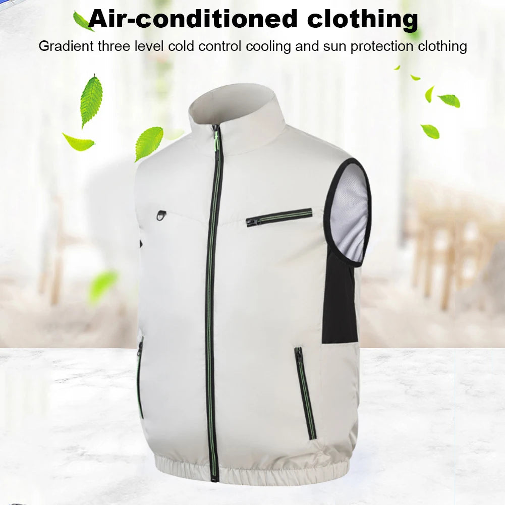 Cooling Vest Ice Fan Vest Heat Resistant for Summer Camping Fishing Hot Weather Work Fishing Vest Hiking Air-conditioned Clothes
