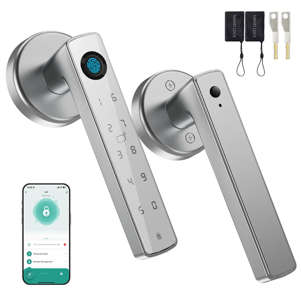 Smart Fingerprint Door Lock Handle 5-in-1 Keyless Entry