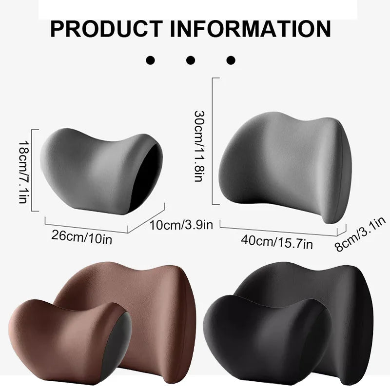 SEAMETAL Memory Foam Car Neck Pillow Lumbar Support Cushion Ergonomics Headrest Pillow Breathable Washable Cover Reduce Soreness