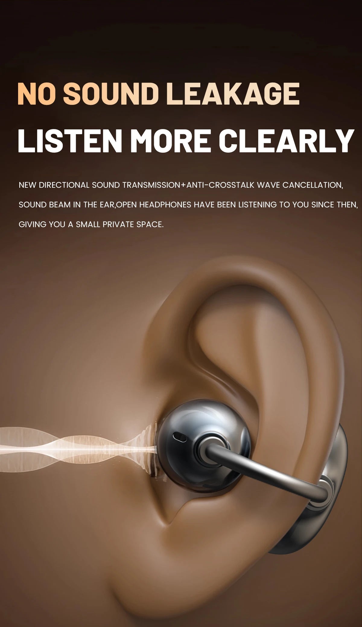 Open Ear Clip Wireless Bluetooth Earbuds with Mic