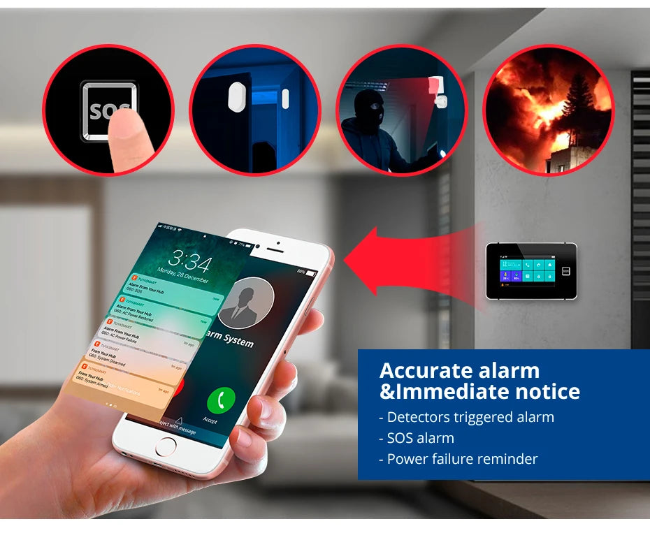 Desde España Entrega Kerui Sistema de Alarma 4G WiFi para Hogar Pantalla Táctil de 4.3 pulgadas Funciona con Tuya 433MHz Alarma de Burglar Seguridad