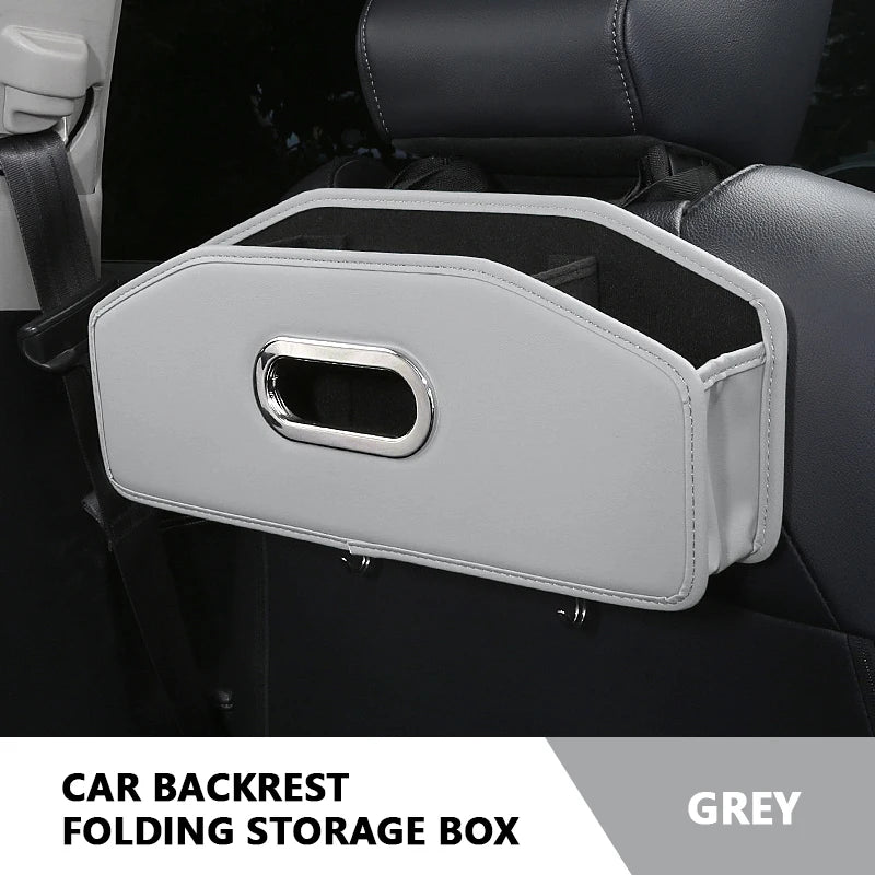 SEAMETAL Car Seat Back Organizer Multi-Functional Backseat Storage Bag for Passenger Foldable Storage Box Tissue Holder Hook