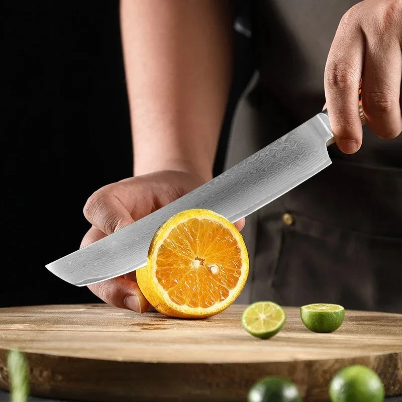 Professional Kitchen Knives Chef Cleaver Meat Wood Handle Japanese Damascus Steel Knife Slicing Fruit Fish Butcher Boning Knife