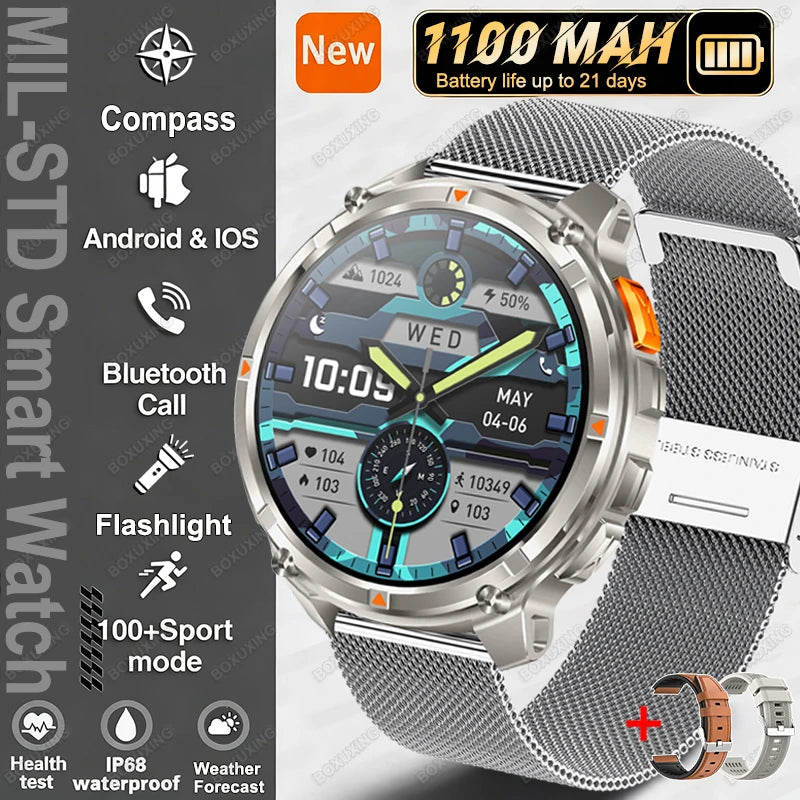 Smartwatch con chiamata Bluetooth all'aperto con bussola e GPS collegato al telefono
