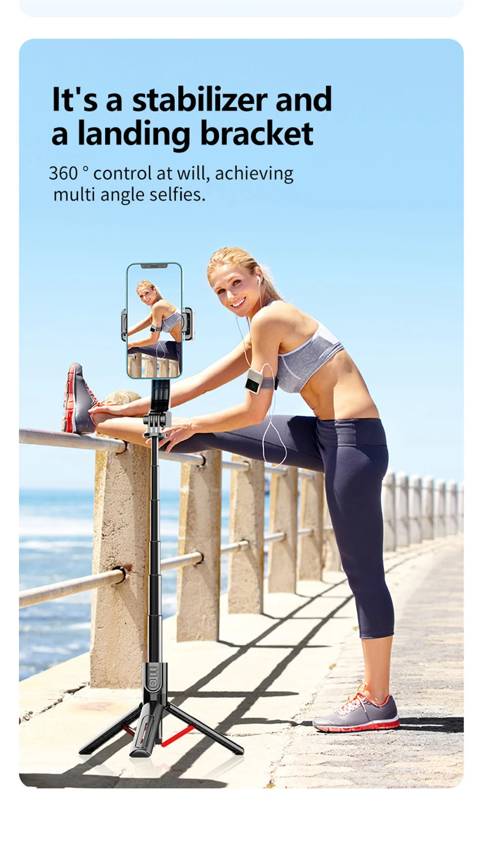 Mobile Video Stabilizer Bluetooth Selfie Stick Tripod