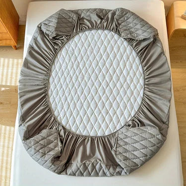 Waterproof Throw Mattress Cover Bed Fitted Sheet Mattress Protector Single/Double/140/160 Muti Size Gray/White