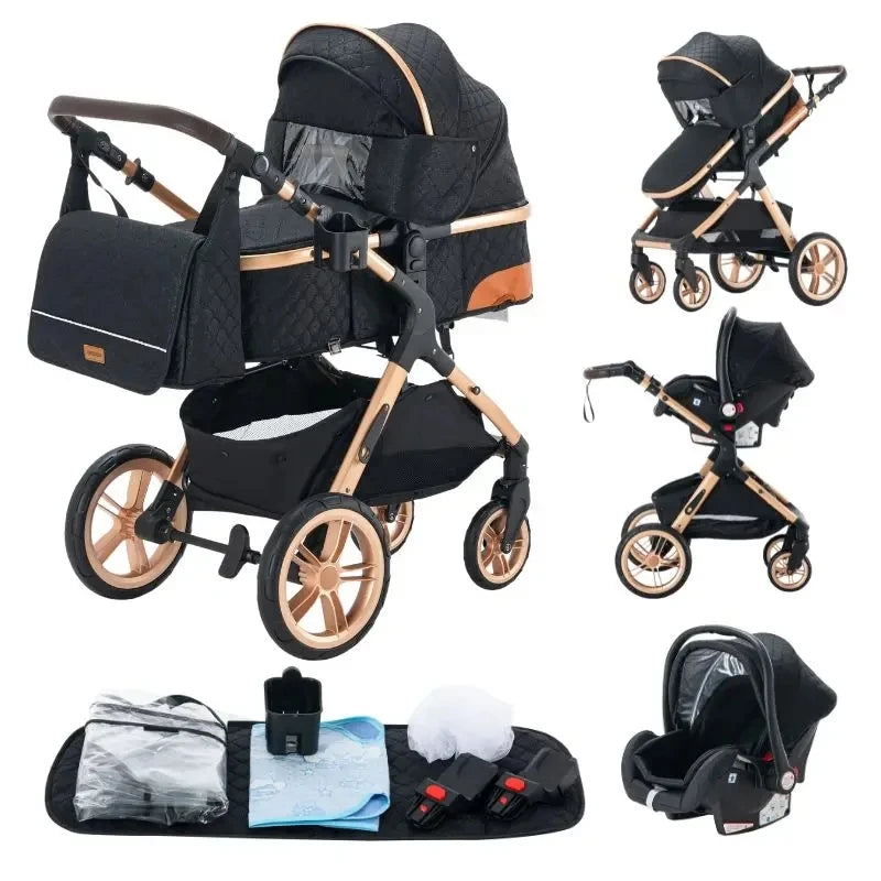 Luxury 3‑in‑1 Baby Stroller High‑Landscape Travel System