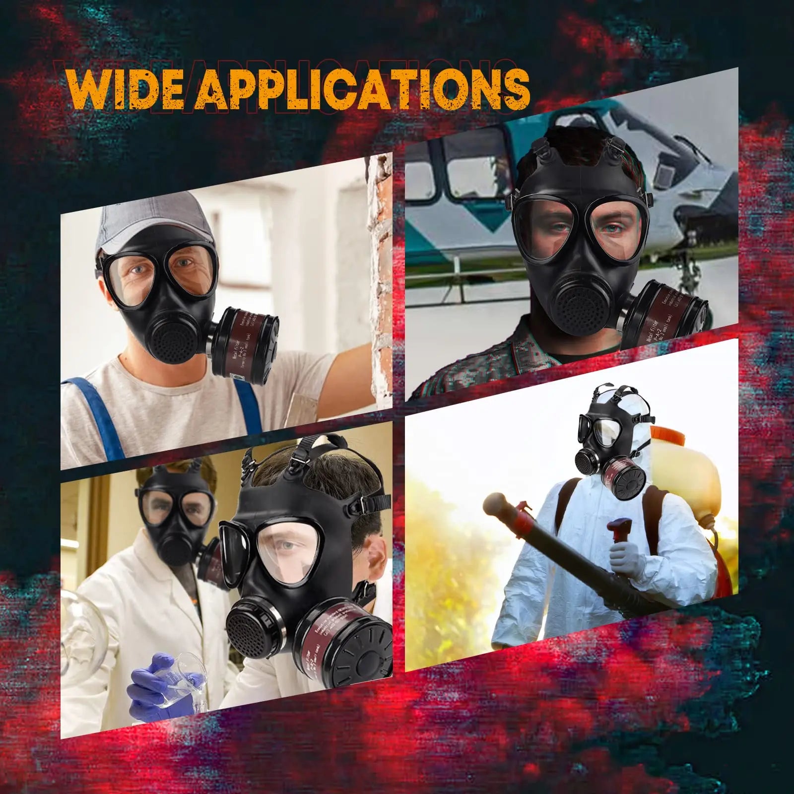 Full Face Gas Mask with 40mm Filter and Activated Carbon