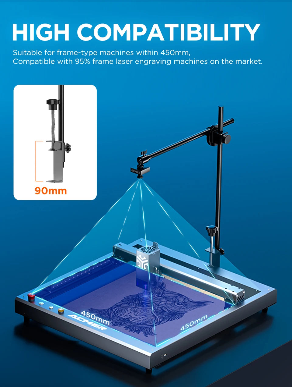 Traceur laser caméra de positionnement A500 5MP pour LightBurn