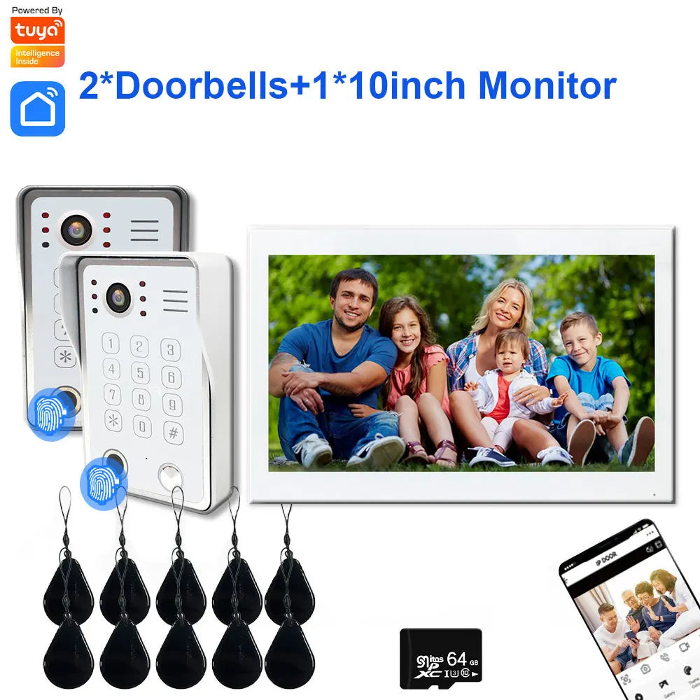 Fingerprint 5in1 Unlock Wifi Doorbell Video Intercom System For Home Doorphone Tuya Smart 1080P Touch Monitor Security Protect