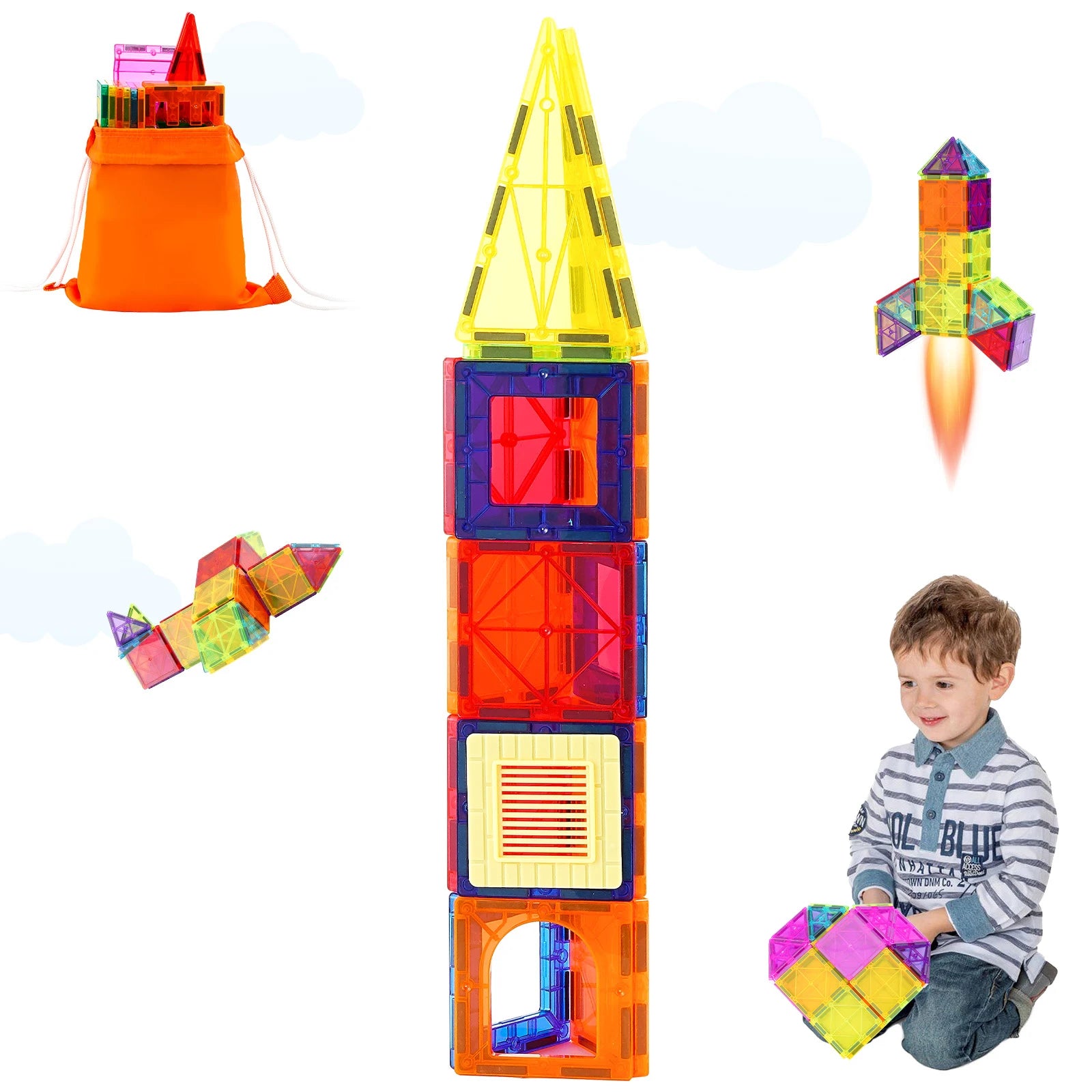 55-teiliges magnetisches Bausteine-Set für kreatives Lernen und Spielen