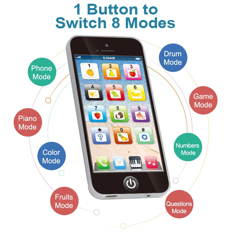 Kids Learning Play Phone with 12 Keys, Numbers and Fruits