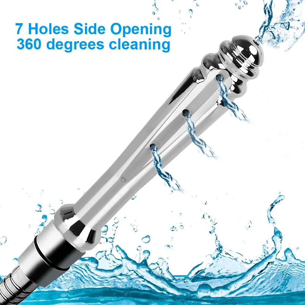 7 Holes Metal Anal Washer Nozzles Butt Plug for Women Vaginal Shower Men Anus Cleaner Enema Douche Medical Sex Toys Couple Games