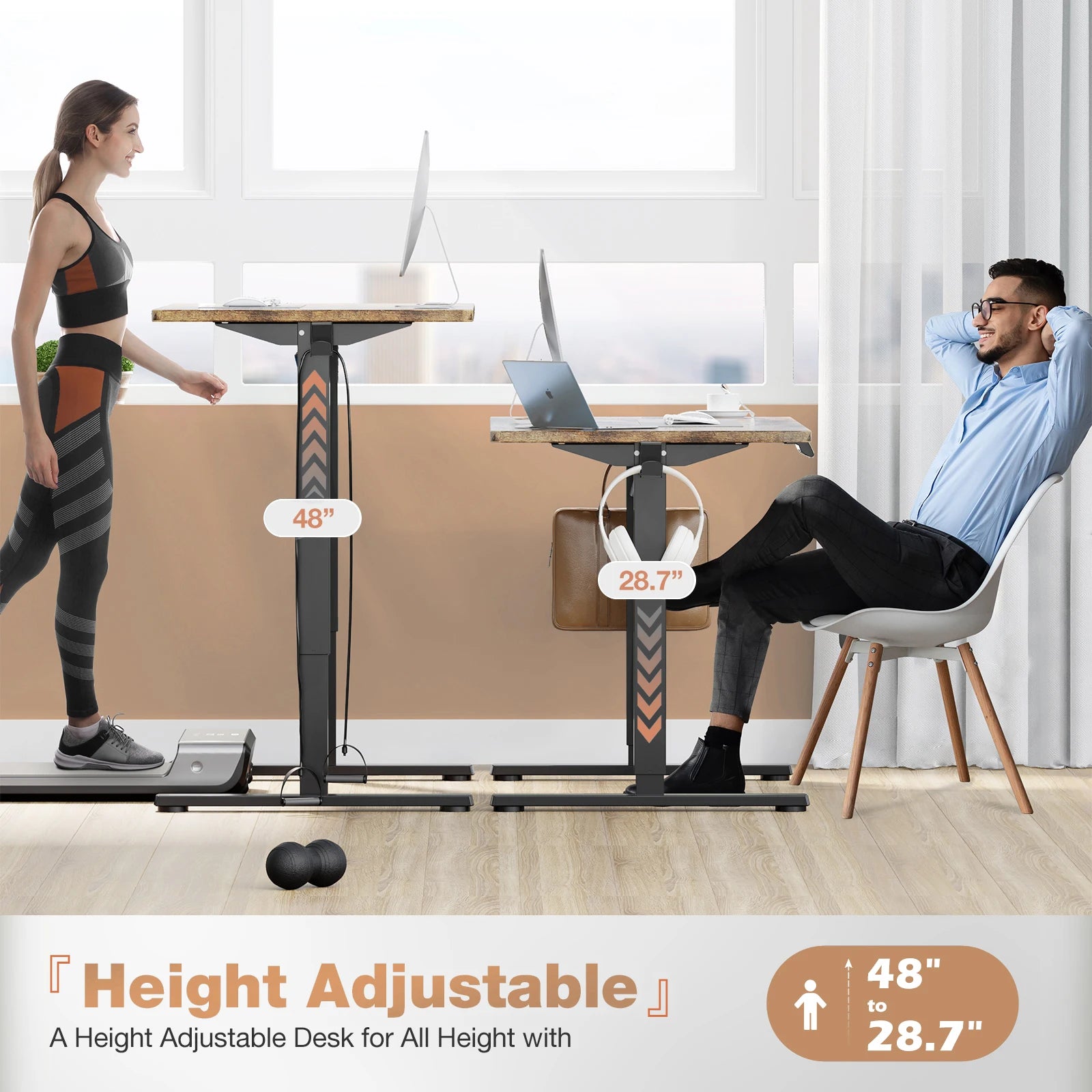 Electric Height Adjustable Standing Desk 63x24 Sit Stand Workstation