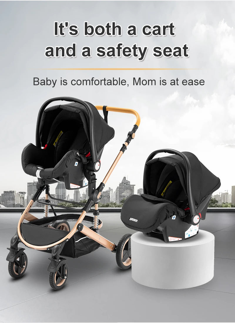 Luxury Baby Stroller 3‑in‑1 Travel System With Car Seat