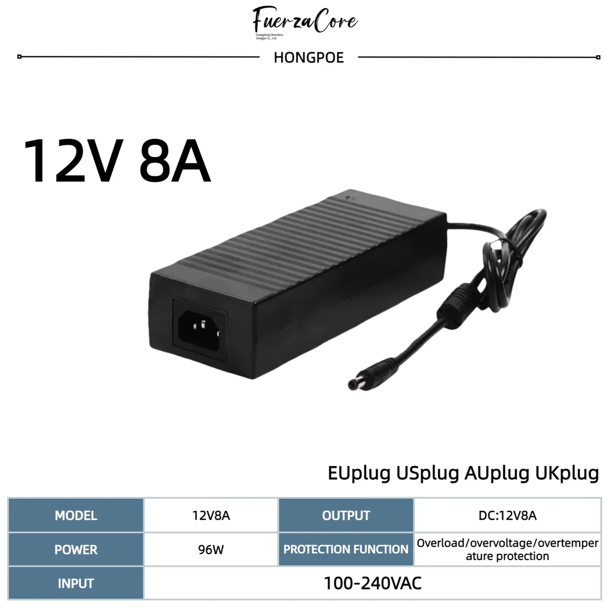 12 V DC Power Adapter, 2 A to 12.5 A Options