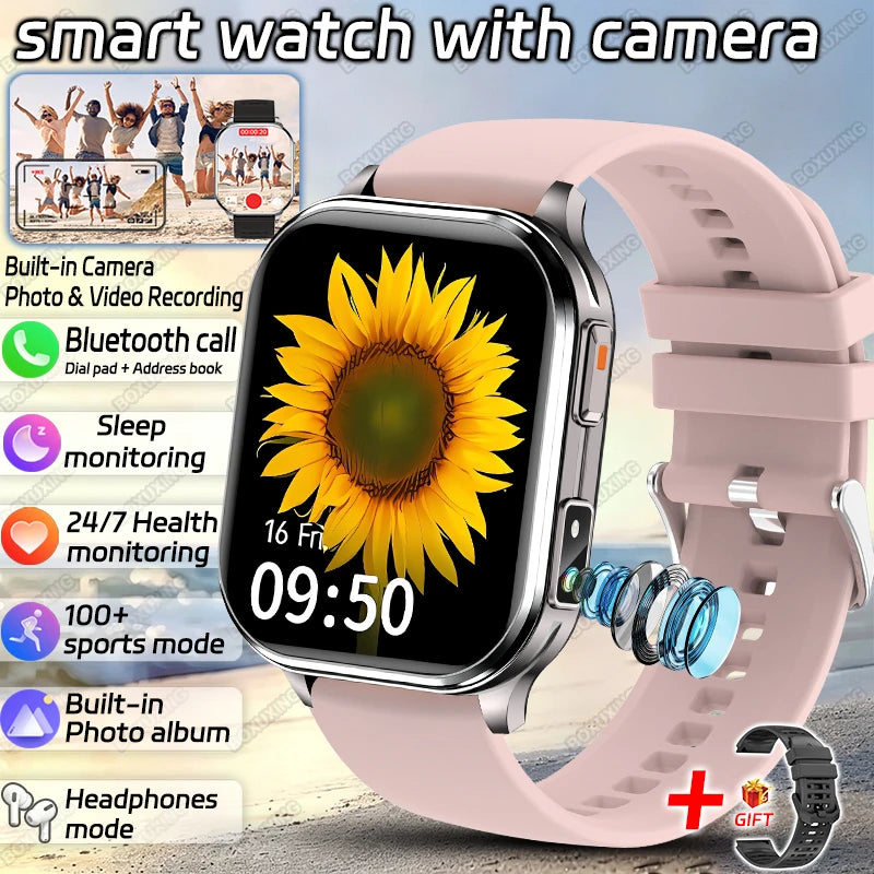 2026 Νew Smart Watch With Camera Men Women Photos Record Video Health Sports Fitness IP68 Waterproof Call Recording Smartwatches