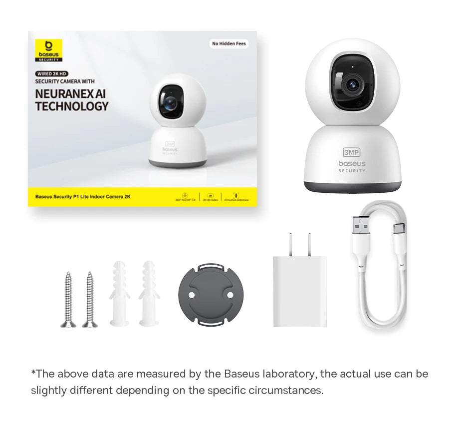 Baseus 3MP 2K Pan & Tilt Home Security Camera