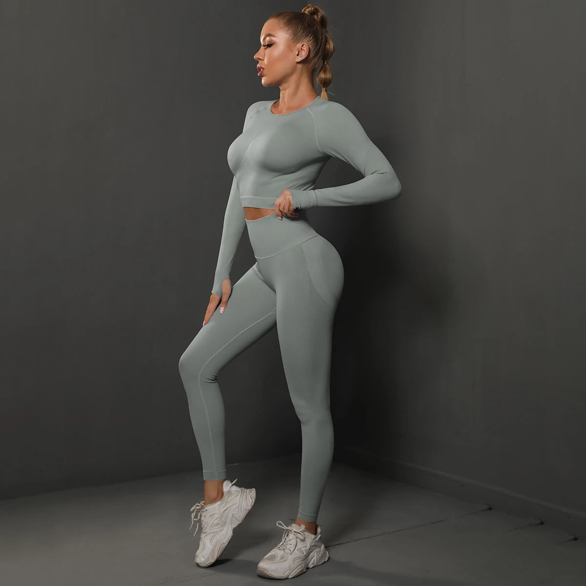 Ženski dugi rukav yoga top i set hlača