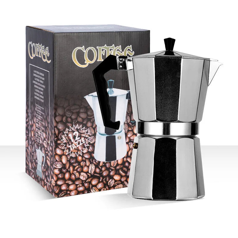 Stovetop Moka Pot in 3 or 6 Cup Sizes, Aluminium
