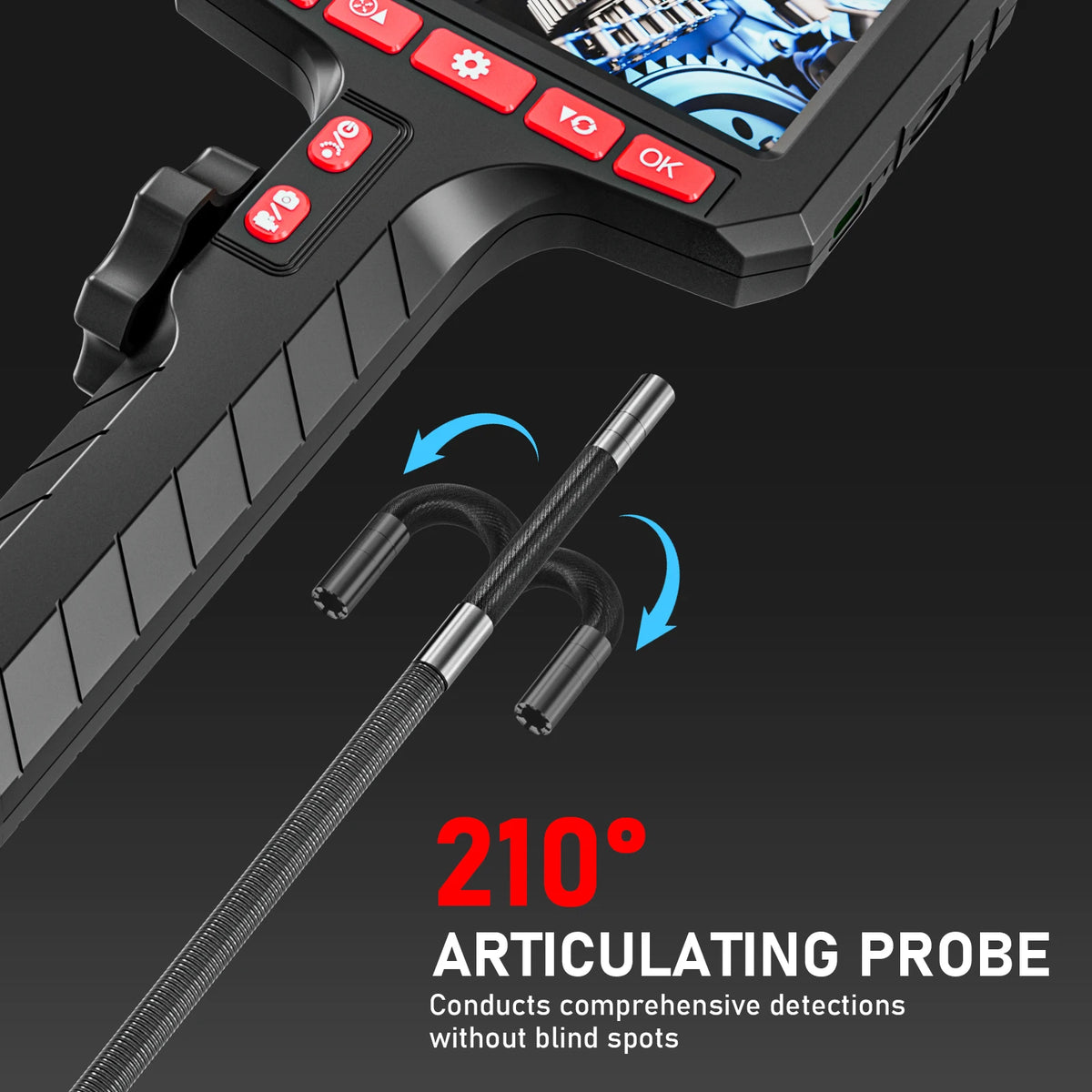 3.9mm HD Two-Way Rotary 360° Industrial Inspection Endoscope Camera with 5.0 Inch IPS Screen
