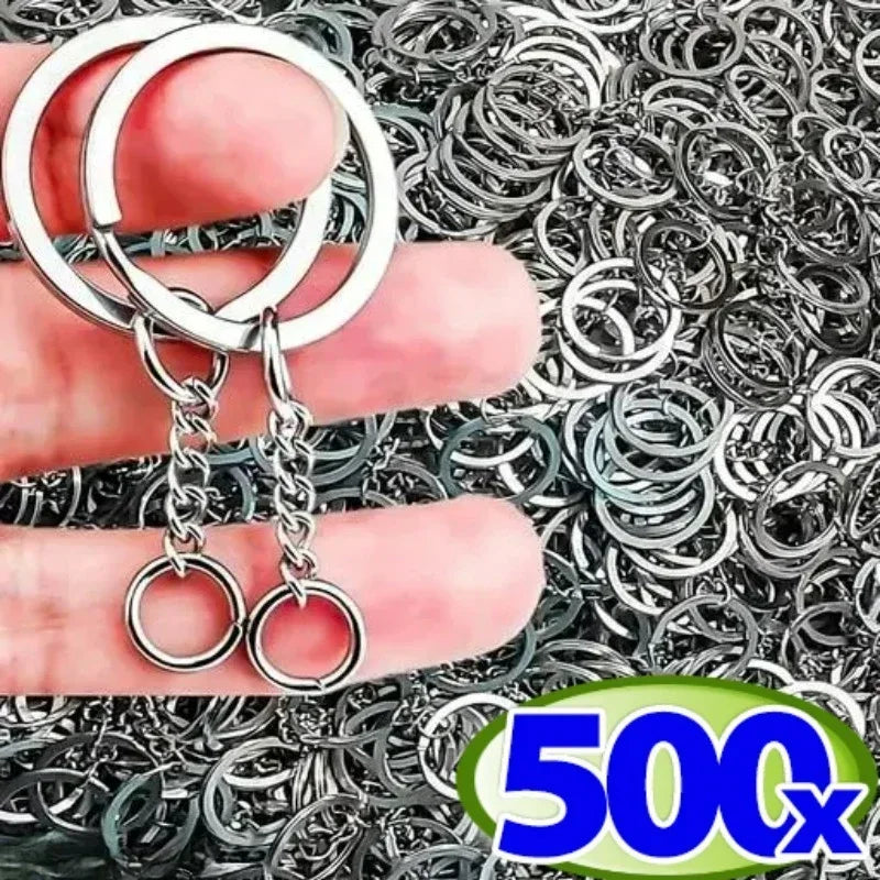Ezüstözött Split kulcstartók lánccal csuklópántokkal üres fém kulcstartó DIY kulcstartó kiegészítők