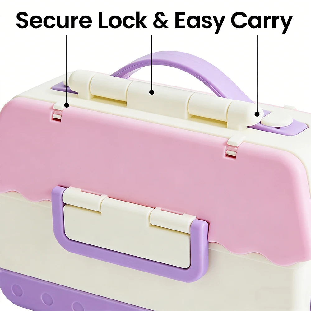 Four-Compartment Lunch Box with Spoon and Fork