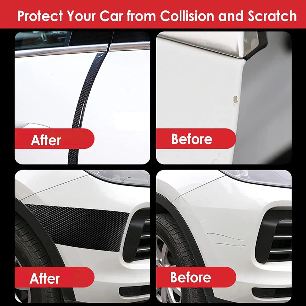 Car Door Edge Guards Door Sill Protector Black Waterproof 3D Carbon Fiber Anti Collision Film Scratch Cover Strip Stickers Tape